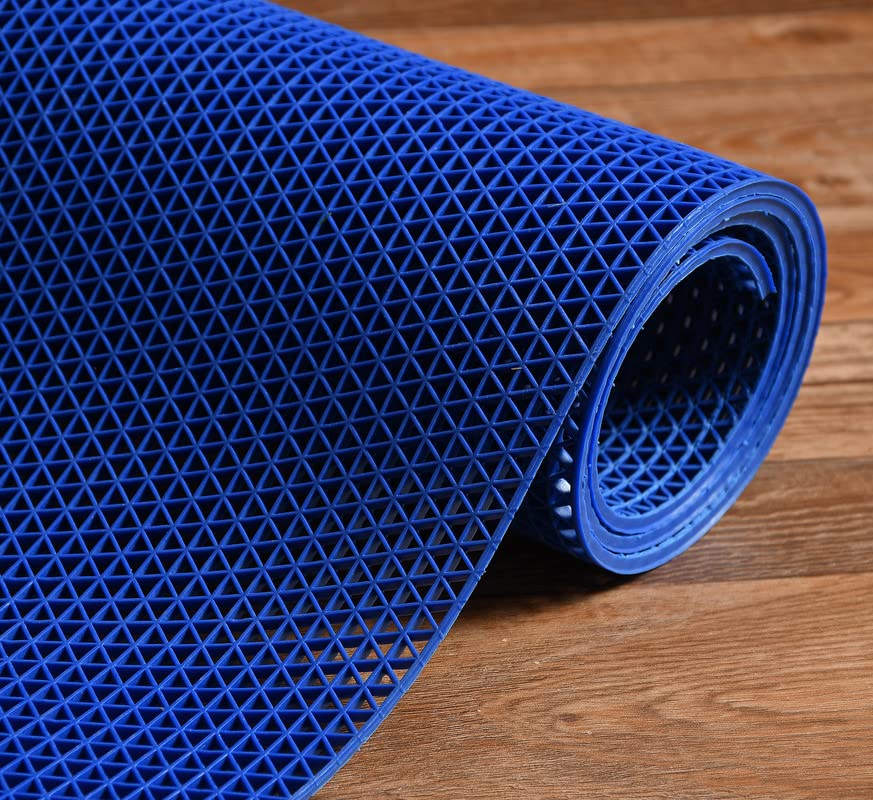 Blue rubber anti-skid multipurpose bathroom mat for shower rainmat swimming pool and wet floor areas by Prisha Cart