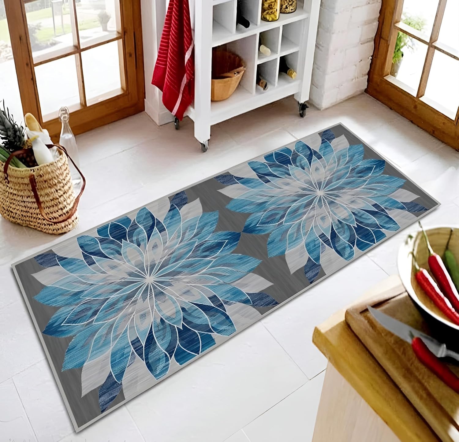 Grey 3D printed anti skid bedside runner carpet 22x55 inches by Prisha Cart