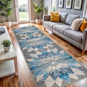 Grey 3D printed anti skid bedside runner carpet 22x55 inches by Prisha Cart