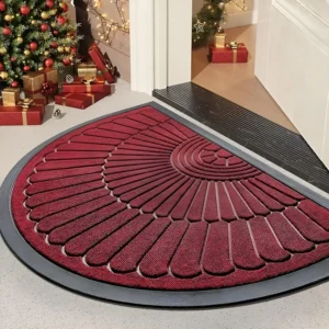 Maroon semi-circle rubber non-slip door mat for home entrance by Prisha Cart