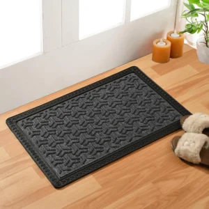 Grey rectangular rubber anti-skid multipurpose mat for bathroom and entrance by Prisha Cart