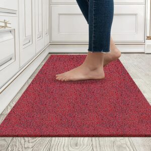 Red PVC Cushion Noodle Mat heavy duty anti-slip floor mat for home entrance bathroom kitchen bedroom and office use