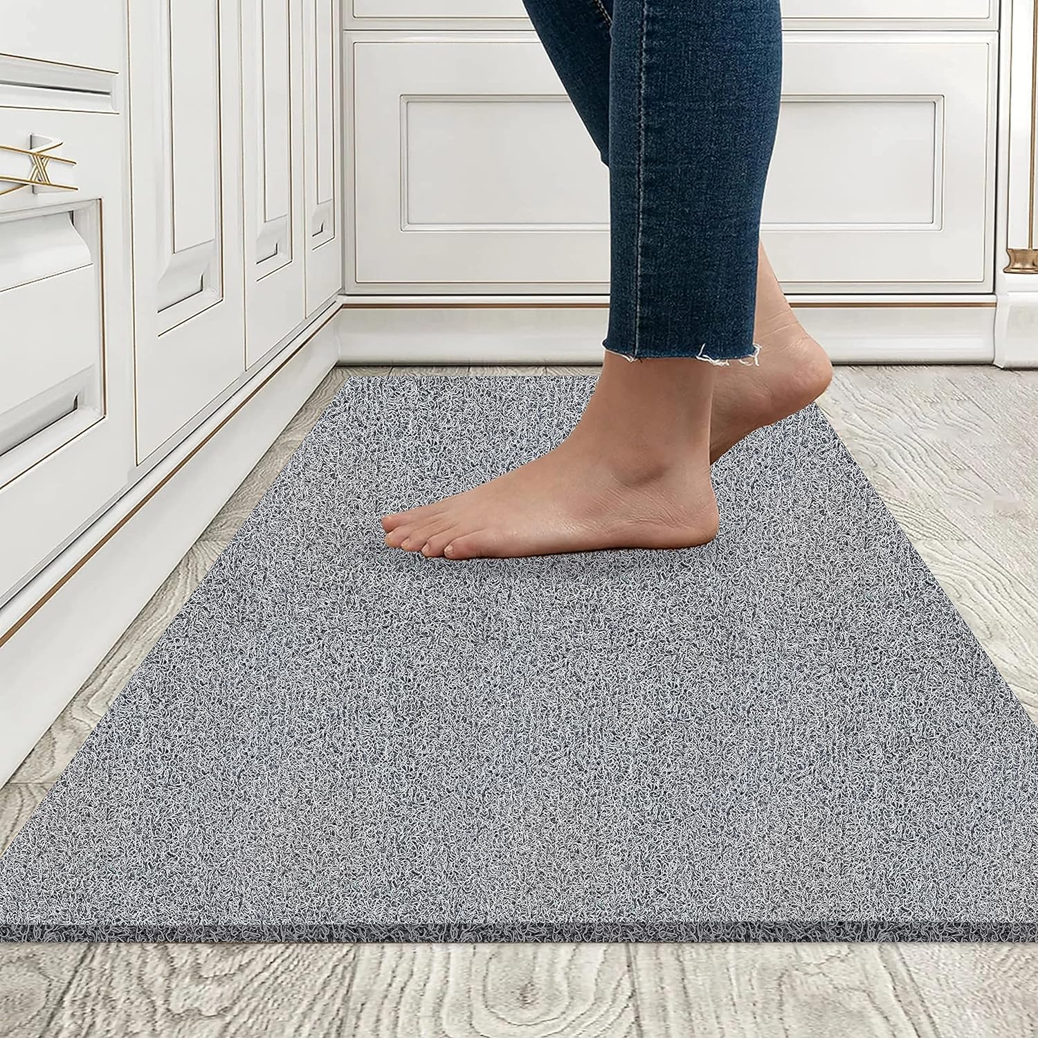 Grey PVC Cushion Noodle Mat heavy duty anti-slip floor mat for home entrance bathroom kitchen bedroom and office use