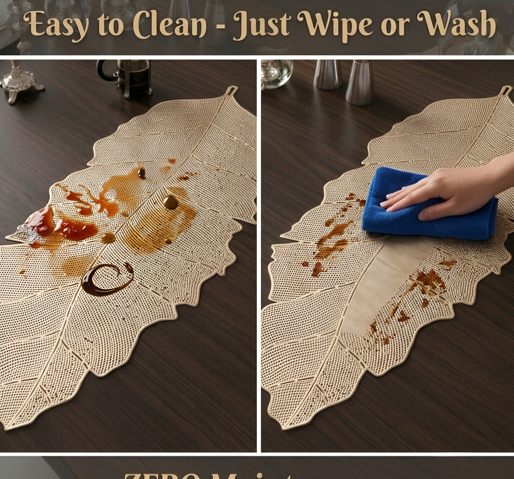 Prisha Cart Premium PVC Table Runner – Washable, Anti-Slip, Heat-Resistant Protector Mat for Dining & Console Tables - Image 4