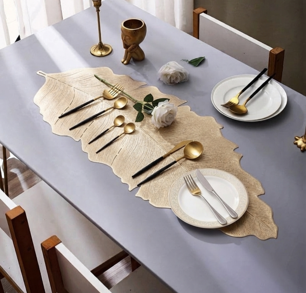 Prisha Cart Premium PVC Table Runner – Washable, Anti-Slip, Heat-Resistant Protector Mat for Dining & Console Tables - Image 2