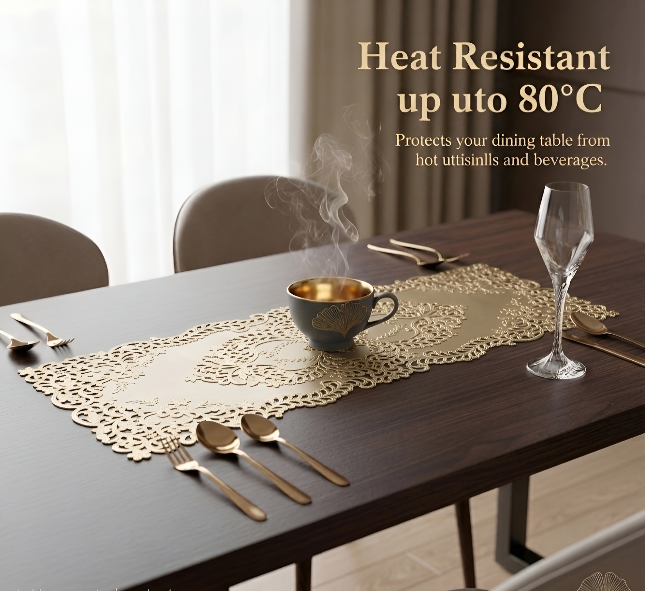 Prisha Cart Premium PVC Table Runner – Washable, Anti-Slip, Heat-Resistant Protector Mat for Dining & Console Tables - Image 2