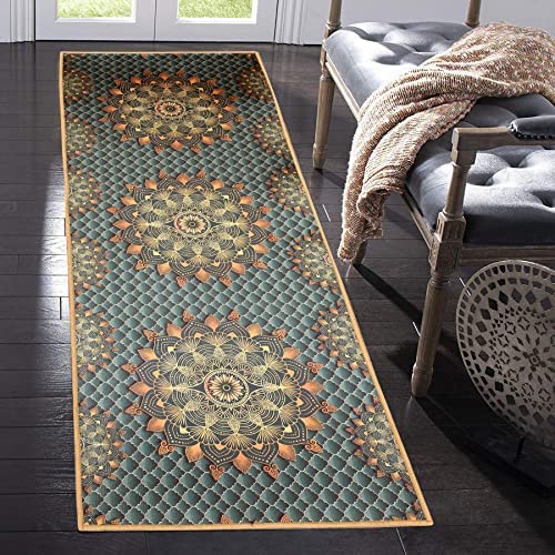 Prisha Cart 3D Printed Bedside Runner Carpet Anti Skid –Rangoli, 22x55 Inches - Image 2
