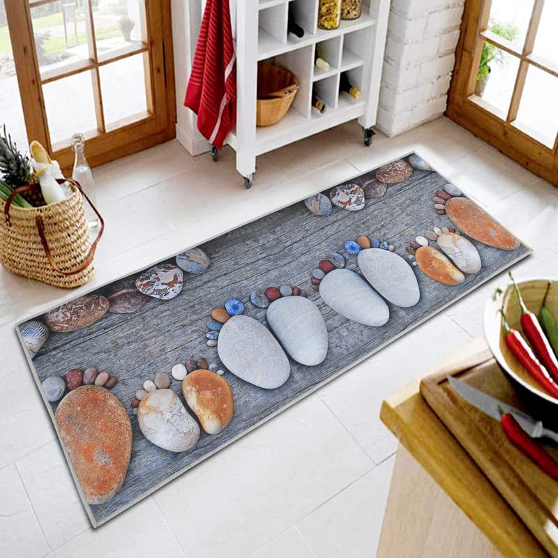 Prisha Cart 3D Printed Bedside Runner Carpet Anti Skid – Footprint, 22x55 Inches