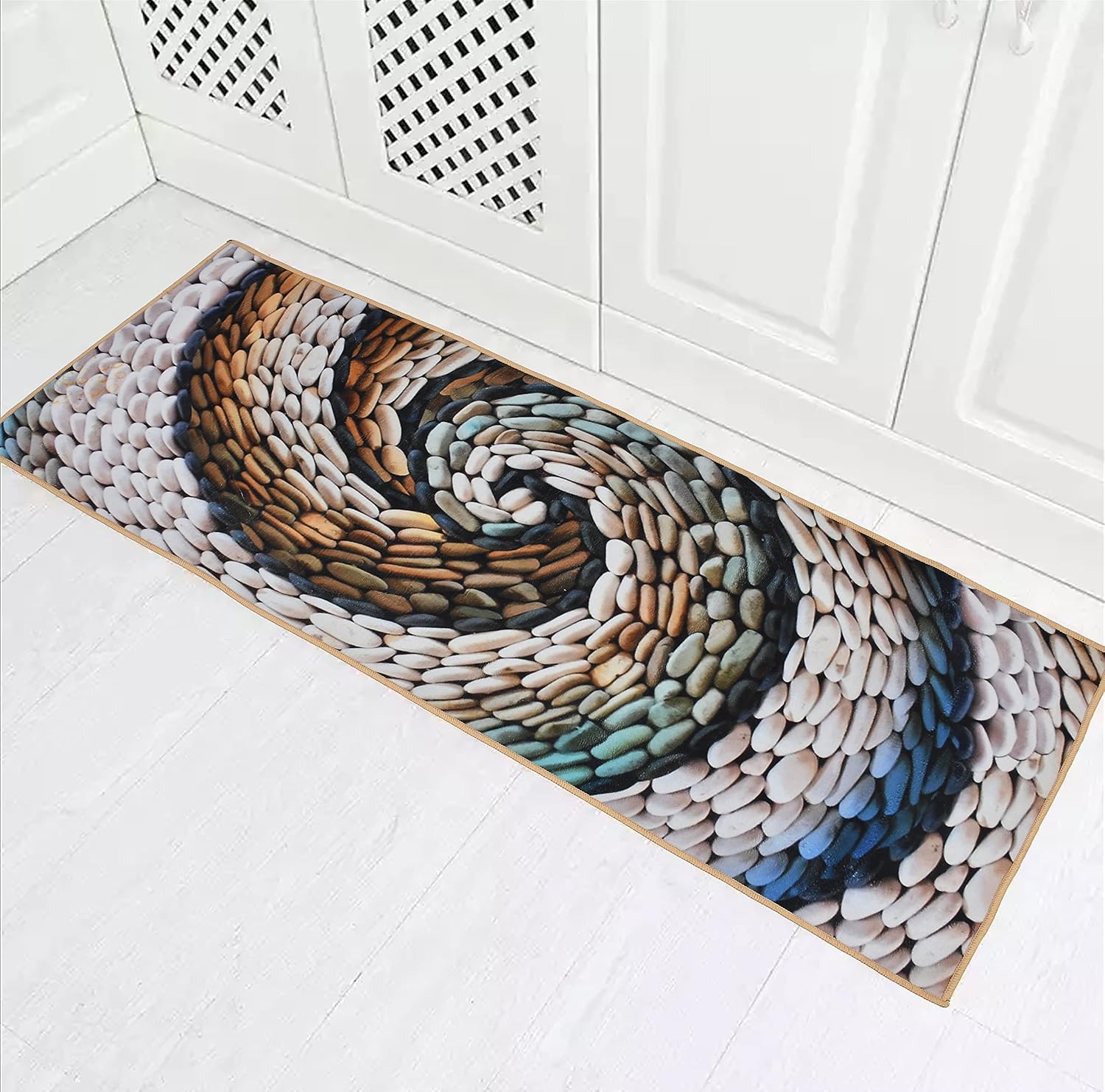 Prisha Cart 3D Printed Bedside Runner Carpet Anti Skid –Stone, 22x55 Inches - Image 2