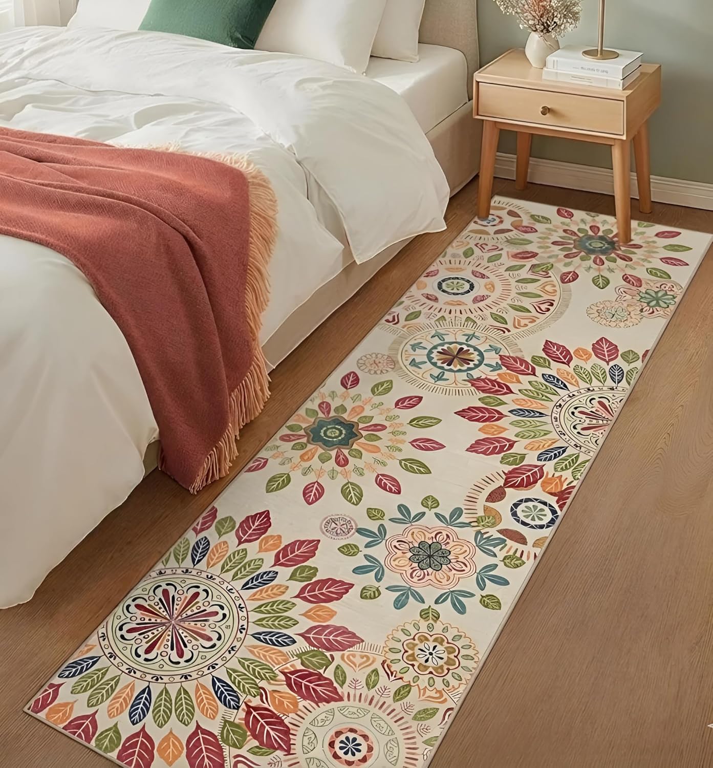 Prisha Cart 3D Printed Bedside Runner Carpet Anti Skid – Beige, 22x55 Inches - Image 3