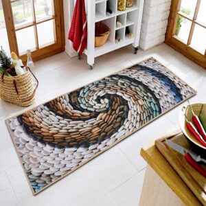 Prisha Cart 3D Printed Bedside Runner Carpet Anti Skid –Stone, 22x55 Inches