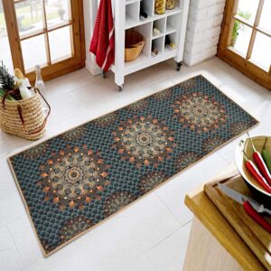 Prisha Cart 3D Printed Bedside Runner Carpet Anti Skid –Rangoli, 22x55 Inches