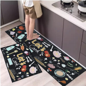 Prisha Cart Kitchen Runner Rug Set 2 Piece– Anti Fatigue Non Skid Floor Mat
