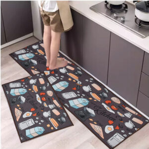 Prisha Cart Kitchen Runner Rug Set 2 Piece– Anti Fatigue Non Skid Floor Mat