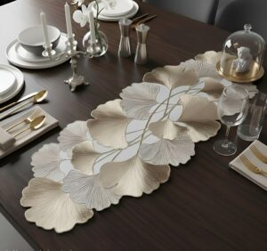 Prisha Cart Premium PVC Table Runner – Washable, Anti-Slip, Heat-Resistant Protector Mat for Dining & Console Tables
