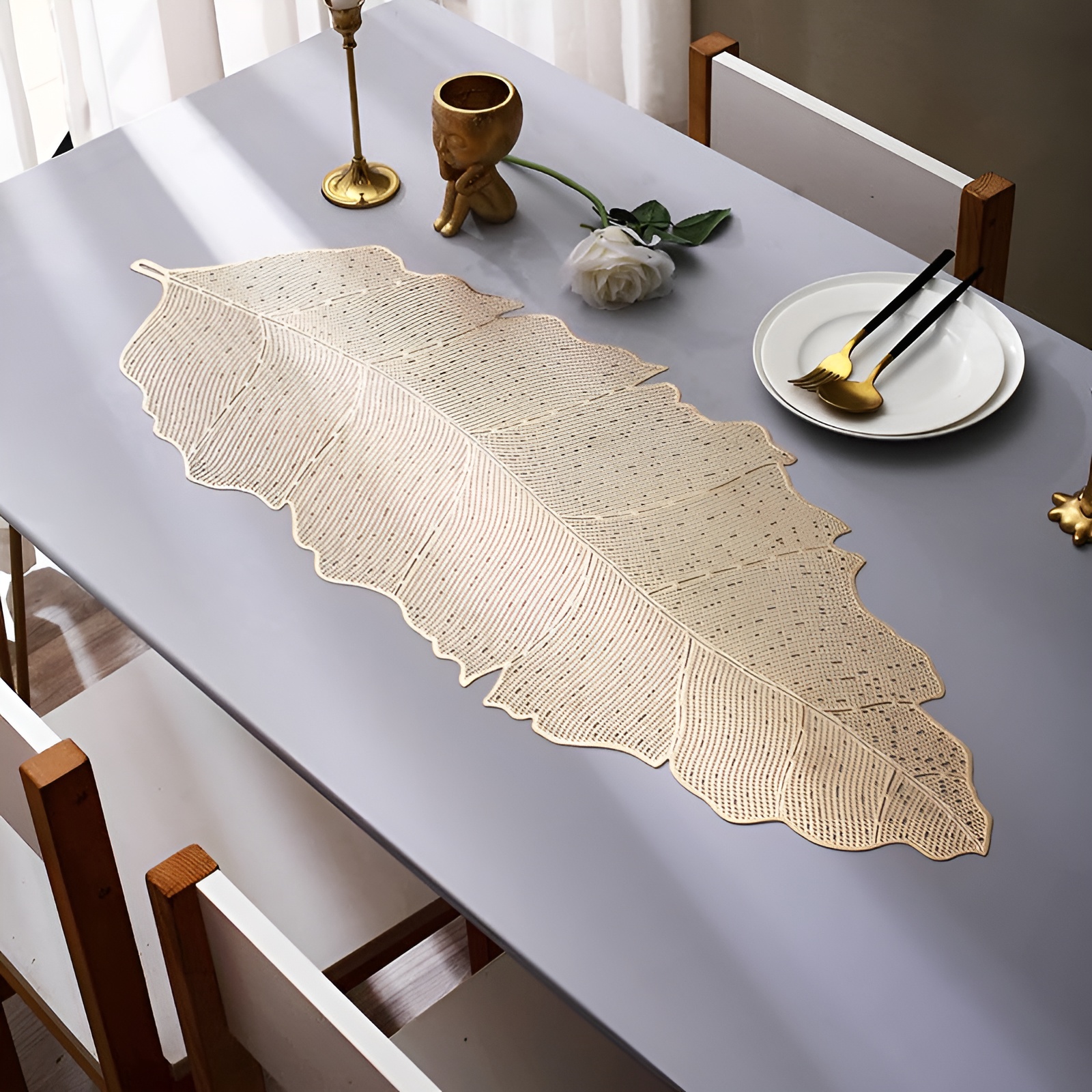 Prisha Cart Premium PVC Table Runner – Washable, Anti-Slip, Heat-Resistant Protector Mat for Dining & Console Tables